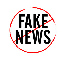 FAKE NEWS text and graphic element. Outline illustration.