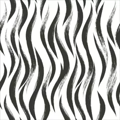 Dekokissen Seamless Wave Pattern, animal print, modern vector background. Wavy brush stroke, zebra grunge paint lines, tiger abstract watercolor illustration © Good Goods