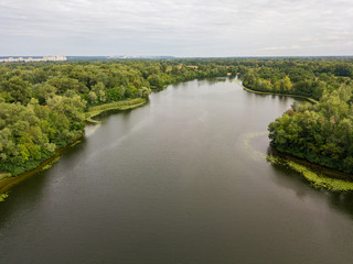 Fototapeta premium Aerial view of the Dnieper River in Kiev.