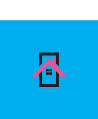 Fototapeta na wymiar Real estate house logo. Top arrow up house logotype. Simple home icon design.