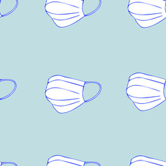 
Seamless pattern with medical face mask. Pandemic Сoronavirus COVID-19, 2019-nCoV pattern concept,vector illustration.