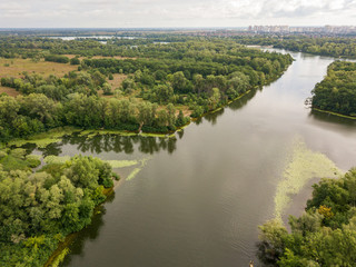 Fototapeta premium Aerial view of the Dnieper River in Kiev.