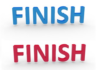 3d word finish on white background