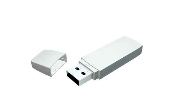 3D flash card usb on white background