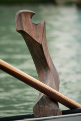 

wooden element of a typical Venetian rowing boat called Forcola, which serves to support the oar during rowing
