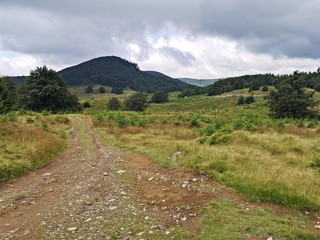 Mountain landscape with clouds - Gutai mountains , Maramures, Creasta Cocosului, Cock's comb