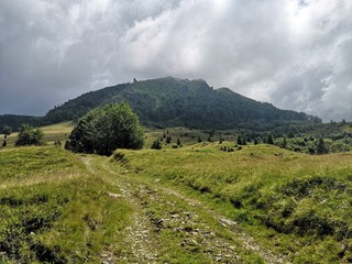 Mountain landscape with clouds - Gutai mountains , Maramures, Creasta Cocosului, Cock's comb