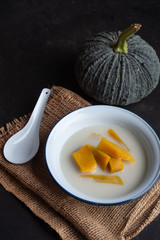Thai style dessert, Pumpkin in coconut milk - thai called kaeng buad phak tong