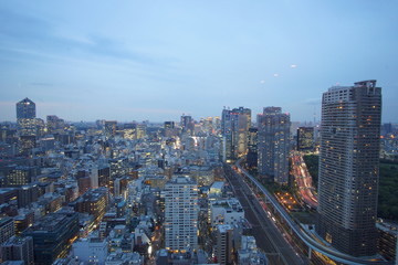 Fototapeta na wymiar Beautiful urban cityscape of Tokyo under twilight sky
