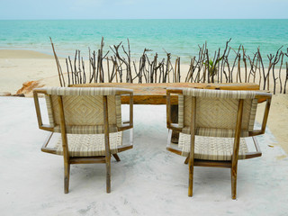 Table and chairs in the cafe