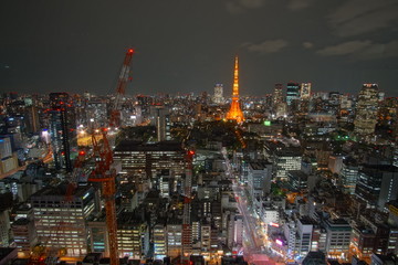Fototapeta na wymiar Tokyo at Nigh view of Tokyo tower, Tokyo city skyline, Tokyo Japan