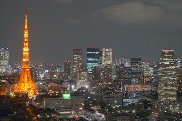 Naklejka premium Piękny miejski pejzaż Tokio w nocy