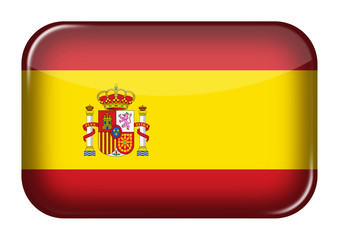 Spain web icon rectangle button with clipping path 3d illustration
