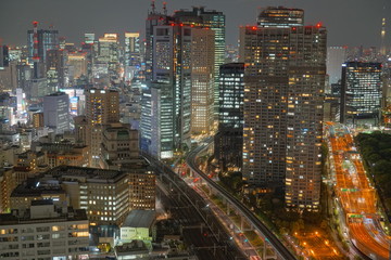 Fototapeta na wymiar Beautiful urban cityscape of Tokyo at night