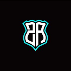 Initial Z A letter with shield style logo template vector