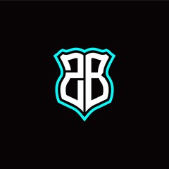 Initial Z B letter with shield style logo template vector