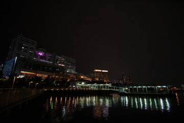 Fototapeta premium Night view of the business district in Tokyo Japan