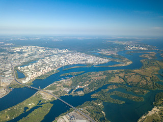 High view of Kiev and the Dnieper river.
