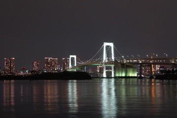 Fototapeta na wymiar Beautiful night view of Tokyo Bay , Rainbow bridge