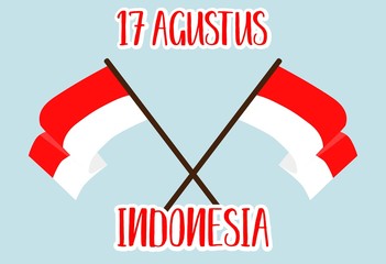 17 August Indonesia Flag Vector Illustration