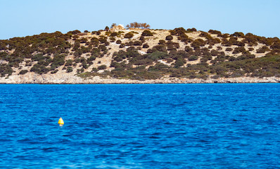 Small sandy island in the Aegean Sea, Crete, Greece