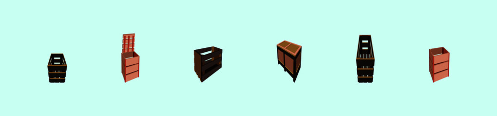 set of crate for fruit and vegetable design template with various models. vector illustration