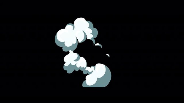 Comic Smoke Fx animation rising up in 2d cartoon posterized effect clouds