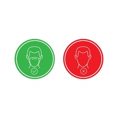 Entry with mask sign vector. Wear a Mask Icon. No Entry Without Face Mask. Vector used for web, sticker, print, banner, flyer.
