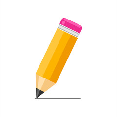 Back to school. Yellow graphite pencil with pink eraser on white background. Vector illustration
