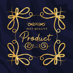 Best quality product with gold ornament frame design of Decorative element theme Vector illustration