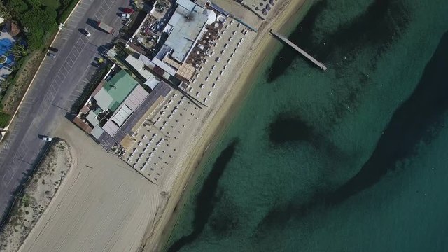 France, French Riviera,  Ramatuelle - Saint Tropez, Aerial view of Pampelonne beach