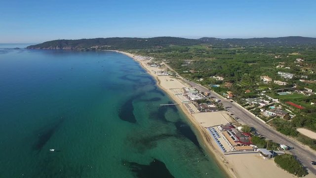 France, French Riviera,  Ramatuelle - Saint Tropez, Aerial view of Pampelonne beach