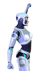 3D Rendering Female Robot on White
