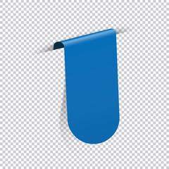 blue arrow bookmark banner for any text on transparent background