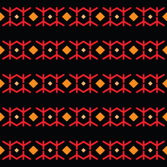 Vector seamless pattern texture background with geometric shapes, colored in black, orange, red colors.