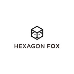 abstract fox logo. hexagon icon