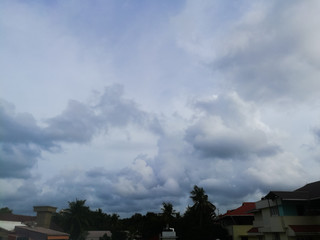 An Evening sky view from the terrace of a building.