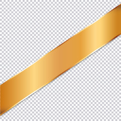 long gold ribbon banner on transparent background	
