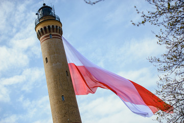 Historical lighthouse located in Swinoujscie, Poland, The construction was build in 1828 and height...