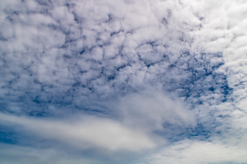 Fluffy white clouds. Aspen Beach, Alberta, Canada