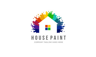 Colorful House Paint Logo - Home color Icon Vector - Creative Building Repaint Design Illustration