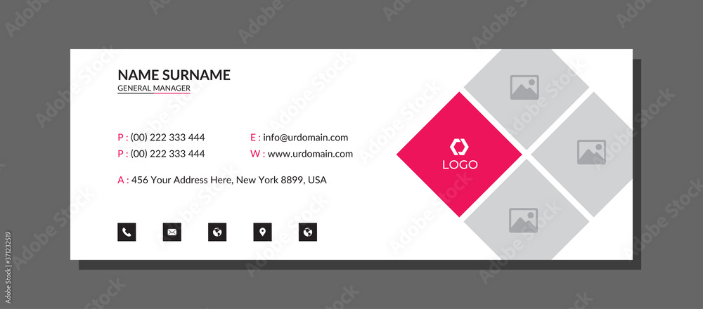 Canvas Prints email signature with an author photo place modern and minimalist layout