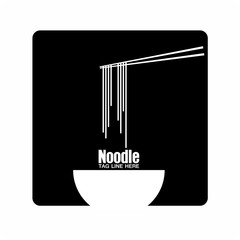 ramen noodle logo with chopsticks template vector.