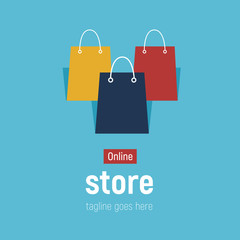 Web banner Online Store with shopping bags.