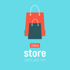 Web banner Online Store with shopping bags. Concept online shopping. illustration