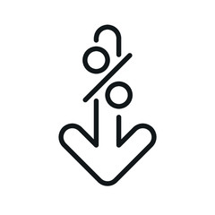 Percent down line icon. Percentage, arrow, reduction. Vector İllustration.