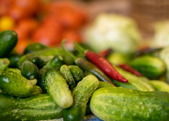 various vegetables harvested from the field and washed, harvest time, vegetable canning, summer