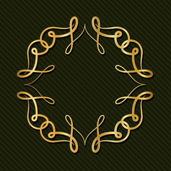 Gold art deco frame with ornament on green background design of Retro decoration and gatsby theme Vector illustration
