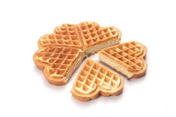 Freshly baked waffles isolated on white background