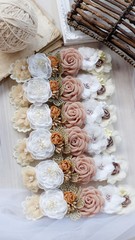 Headband flower made out of flower fabric in beautiful pastel colors. The handmade floral is great for hair accessories with its colorful flower and beautiful for hair band.